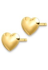 tiny gold heart shaped baby stud earrings 